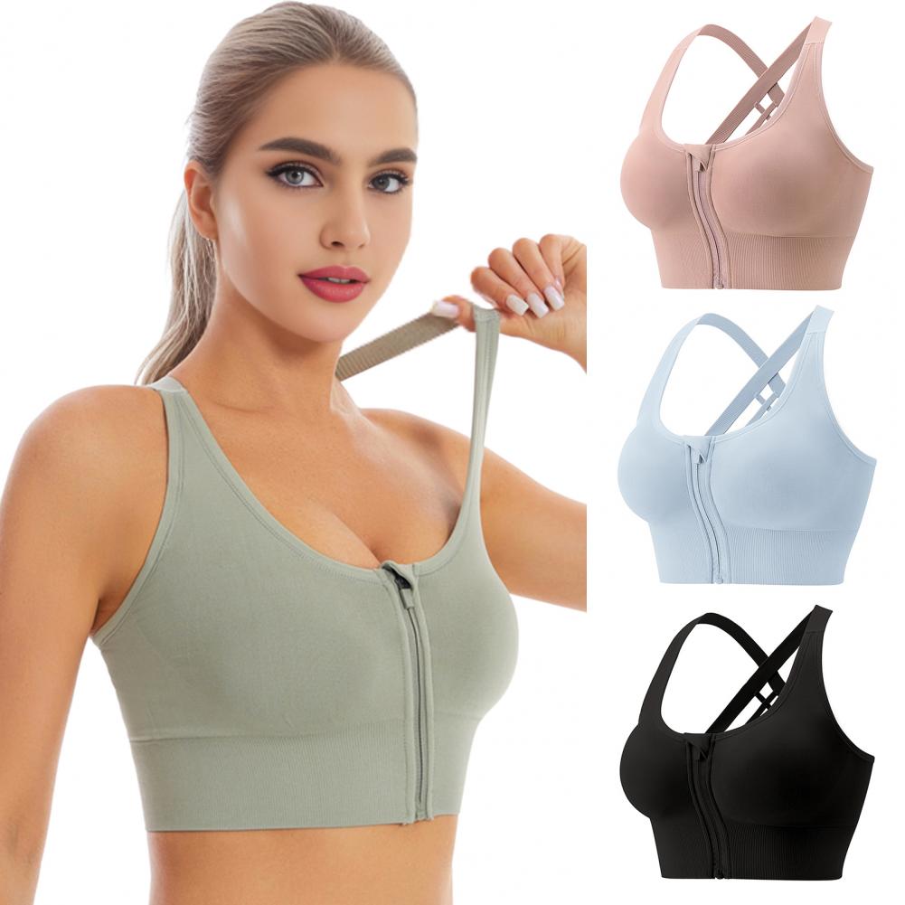 Zip Front Wireless Sports Bra  - Sports Bra Racerback recension och pris