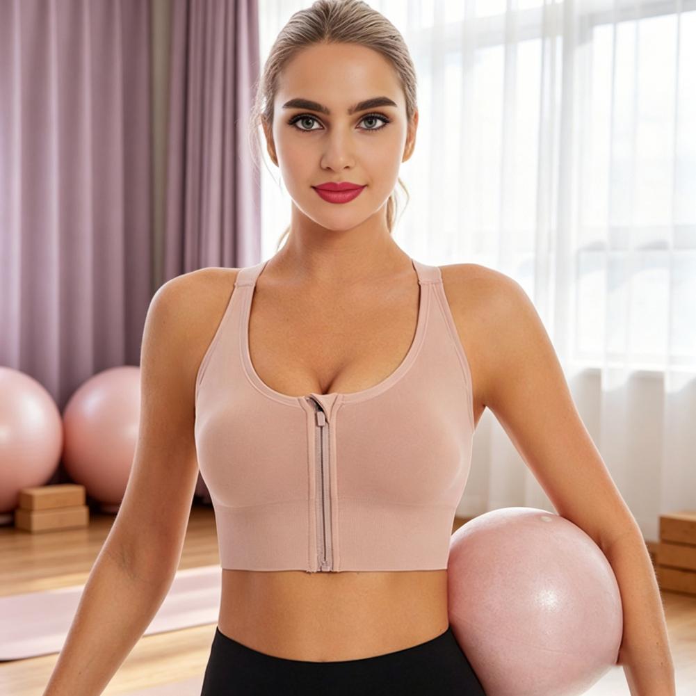 Zip Front Wireless Sports Bra  - Sports Bra Racerback recension och pris
