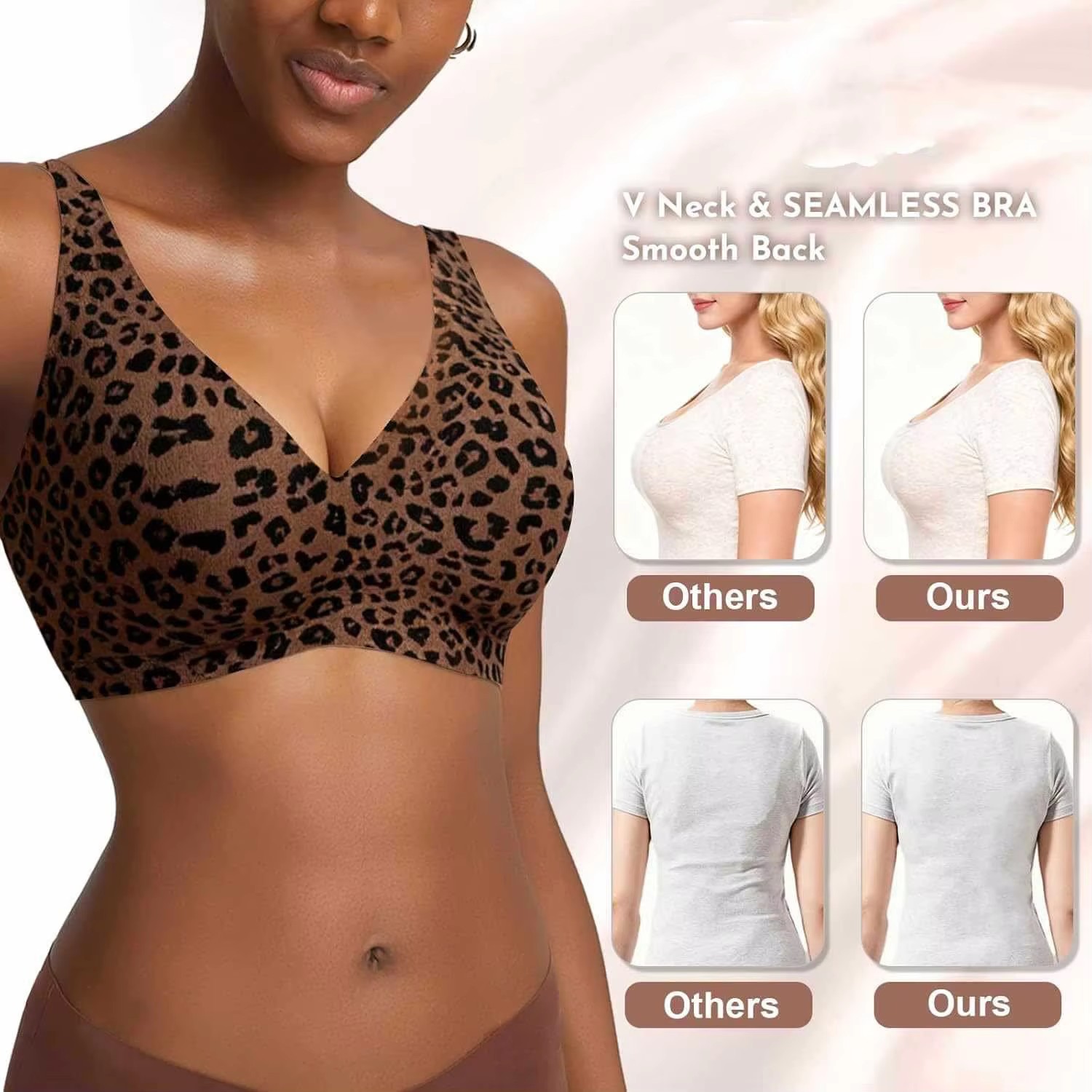 Custom made-2-Row Hook Leopard - Plunge Bra Push Up recension och pris